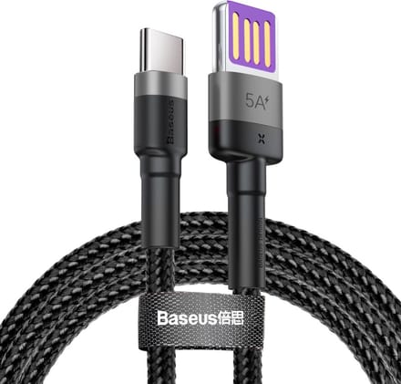 Baseus - Cafule - kabel USB Type C SuperCharge 40W Quick Charge 3.0 QC 3.0 1m grijs-zwart - (CATKLF-PG1)