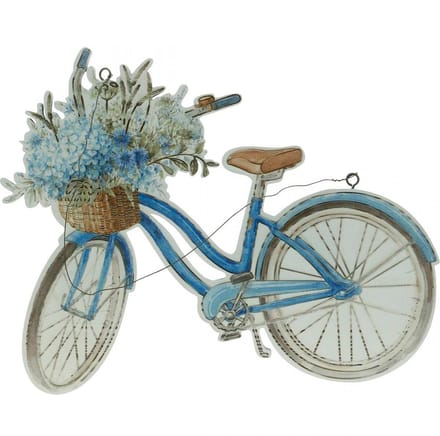 Deco bord hout fiets zomer deco bord blauw, wit 31 × 25cm