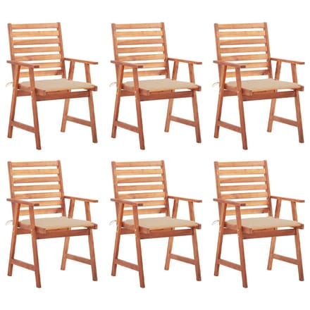 vidaXL - Tuinstoelen - 6 - st - met - kussens - massief - acaciahout