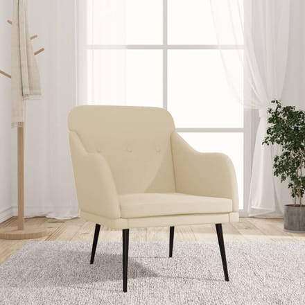 vidaXL Fauteuil 63x76x80 cm stof crèmekleurig