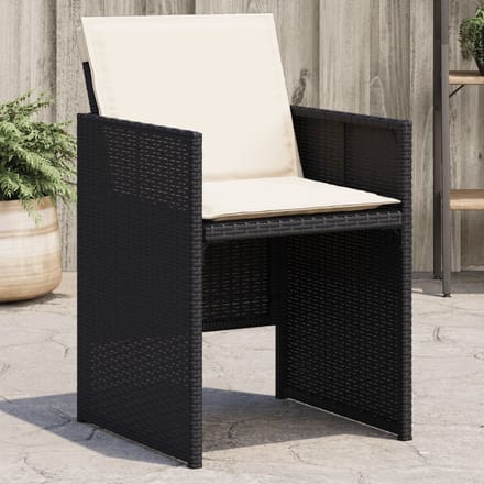 vidaXL - Tuinstoelen - 4 - st - met - kussens - poly - rattan - zwart