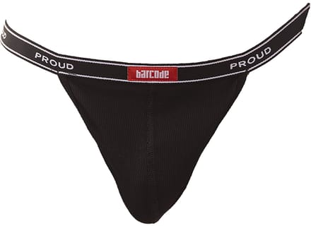 Barcode Berlin Rib Thong PROUD BOY Black - MAAT S - Heren Ondergoed - String voor Man - Mannen Thong
