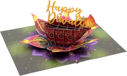 3D Pop-up Diwali Wenskaart Met Rangoli Ontwerp