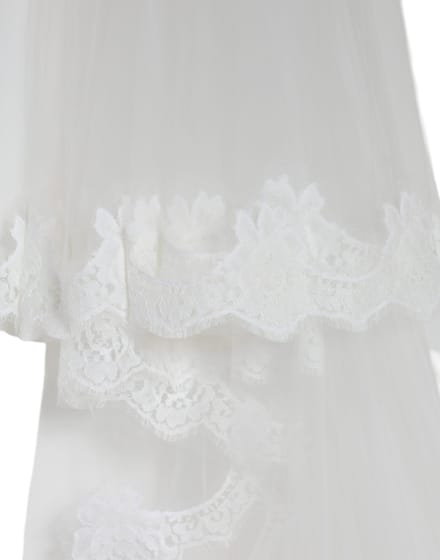 Witte Bloemen Kant Nylon Vloerlange Bruidsluier