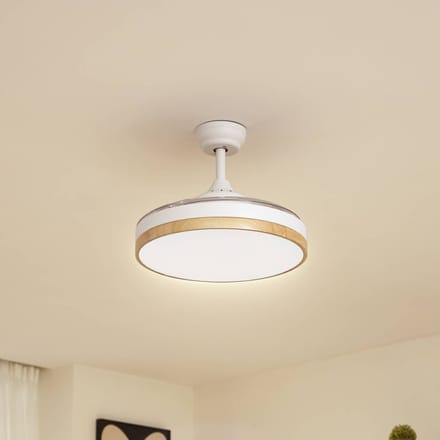 Lindby LED plafondventilator Oras, wit, DC, stil, Ø 107 cm