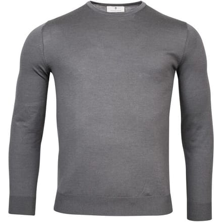 Thomas Maine Trui Merinowol Ronde Hals Single Knit Grijs / male