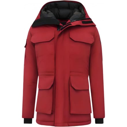 Halflange Mannen Winterjas met Capuchon -7503 - Rood