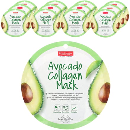 Avocado Collageen Schoonheidsmasker, 12 Vellen, 18G (0.63Oz) Elk beige