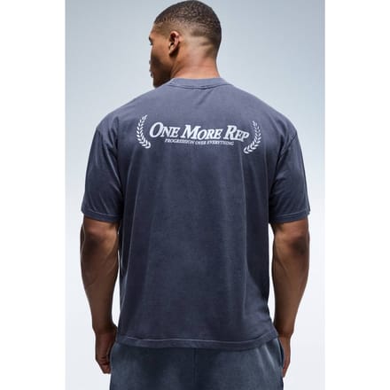 One More Rep Gewassen Oversized T-shirt Met Verlengde Hals | Navy | Size Small