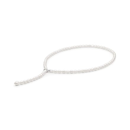 Gaura -Parelcollier met rijstvormige parels – Lengte 50 cm – Diameter 4,5–5 mm – Verstelbare sluiting