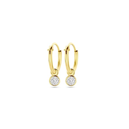 Marie Celeste oorringen met hangers zirkonia - 11 mm - Goud
