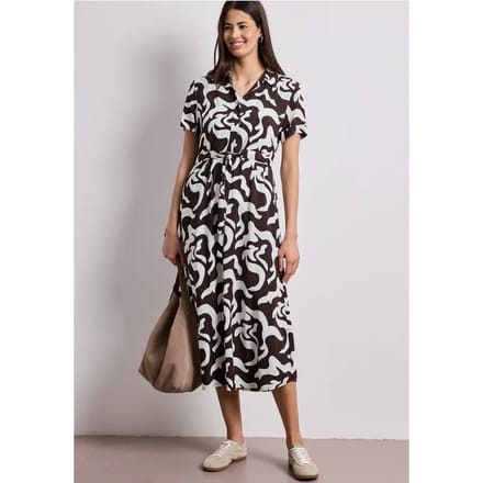 Maxi-jurk met overhemdkraag en print