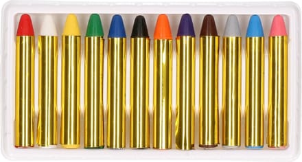 PartyDeco schminkkrijtjes set - 12x - multi kleuren - carnaval/halloween