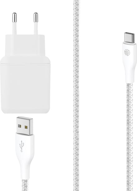 Usb Adapter 18w + usb A naar usb C kabel 1m - Usb stekker 5v 3a - Snel oplader geschikt voor Android smartphone / tablet / e-reader