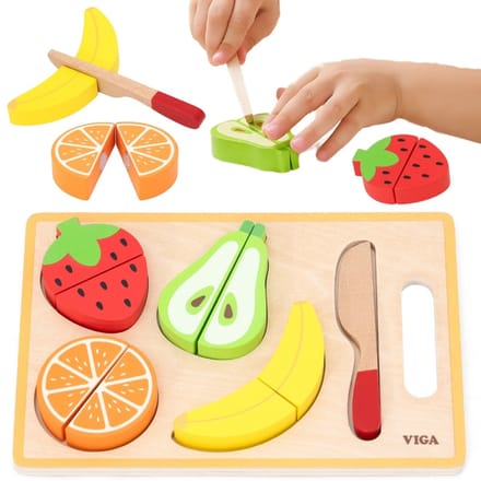 Viga Houten Montessori Educatieve puzzel Fruit om te snijden - UNI