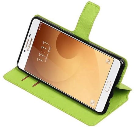 Cross Pattern TPU Bookstyle Wallet Case Hoesjes Geschikt voor Samsung Galaxy C9 Groen