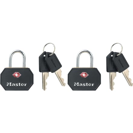 Hangslot Masterlock 2 gelijksluitend aluminium TSA zwart 30mm 2 stuks