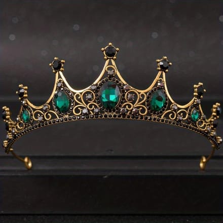 Bandeau Couronne Strass Mariage Mariée Princesse Reine Diadème Cheveux vert