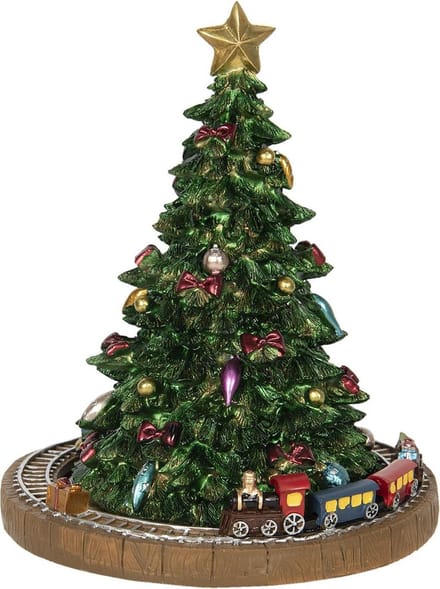Clayre & Eef Muziekdoos Kerstboom Ø 15x18 cm Groen Kunststof