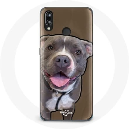 Coque - Huawei - P20 Lite - Souple - Chien Pitbull - Blanc et gris blanc