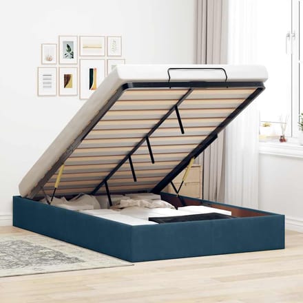 vidaXL - Ottoman - bedframe - zonder - matras - 120x200 - cm - fluweel - donkerblauw