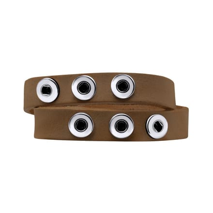 Quiges Dames Leren Armband voor 12mm Drukknopen/Chunks Donkerbruin - EBK046