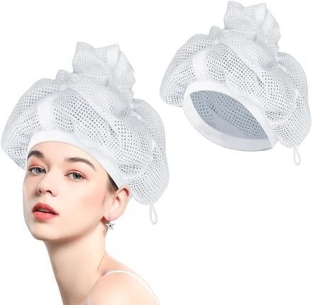 Haar Kap - Net Cap - Krullen Drogen - Verstelbaar Koord - 18.1 x 14.5 cm - Wit