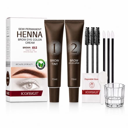 Henna Semi Permanente - Brow Dye Color Cream - 15ml - Bruin + Glazen Dappendish