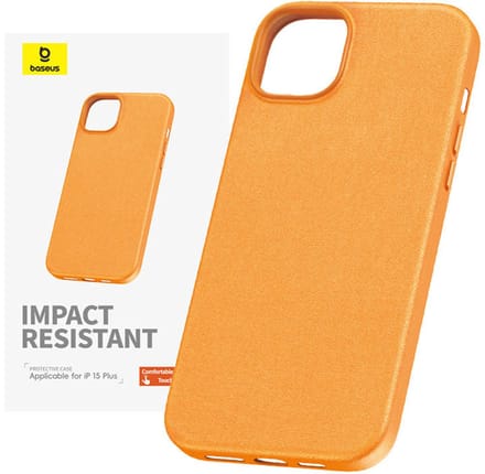 Baseus Phone Case for iPhone 15 Plus Fauxther Series (Orange)
