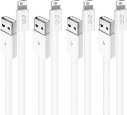 Usb kabel geschikt voor Apple iPhone, iPad en AirPods - Lightning naar usb kabel - Oplaadsnoer - 4 stuks - 1m - Wit