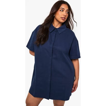 boohoo Dames Plus twill shiftjurk | Navy | Maat: 16