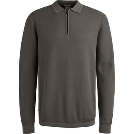 Polo Shirt Lange Mouw Cast Iron Longsleeve Half-Zip Polo Structure Antraciet