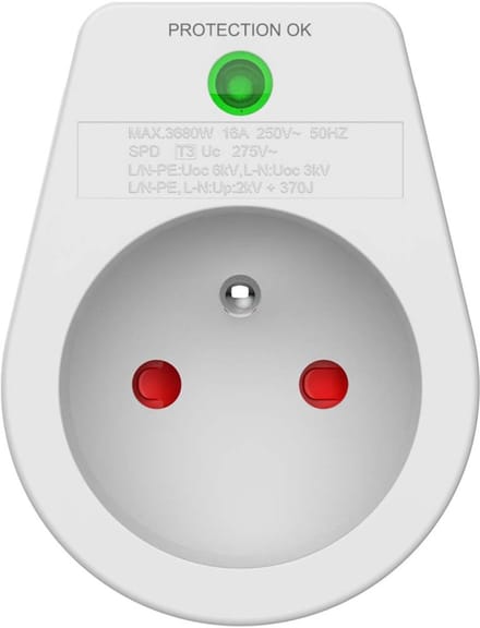 Force Case, Bliksemafleider contactdoos 1 stopcontact Type E - Bescherming 310J, Wit