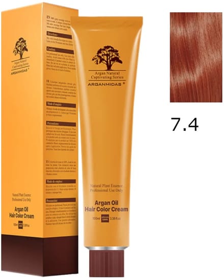 Arganmidas Marokkaanse Arganolie Haarkleur Crème 7.4 / Haarkleur Medium Koper Blond 100 ml