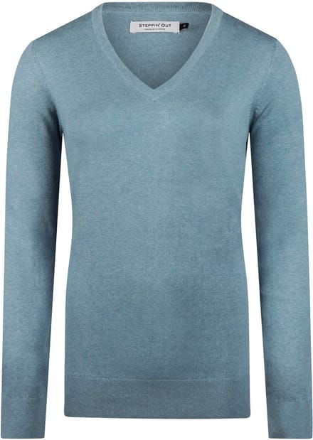 Steppin' Out Damestrui Cotton Cashmere V-hals Sage - Maat M - Heren - Pullovers