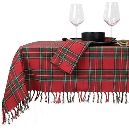 Unique Living tafelkleed xmas tartan red 150x200cm