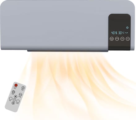 Elektrische Wandkachel - Oscillerende Keramische Kachel met Afstandsbediening - 2000W - Timer - Grijs