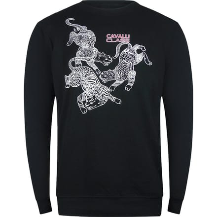 Cavalli Class Paisley Leopards Design Zwarte Sweatshirt