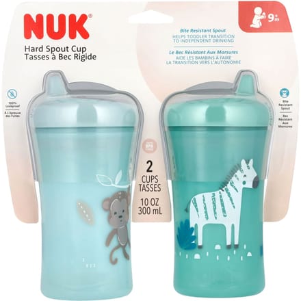 NUK, bekers met harde tuit, vanaf 9 maanden, teal en blauw, pak van 2, 10 oz (100 ml) elk blue