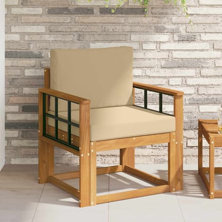 vidaXL - Buitensofa - Massief - Acacia - Hout - en - Polyester - Naturel