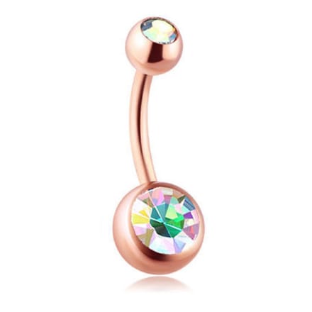 Navel Piercing - Rose Goud Met Steentjes