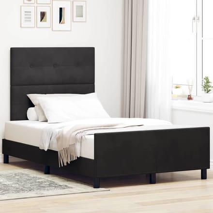 vidaXL - Boxspring - bed - met - hoofdeinde - Zwart - 120 - x - 190 - cm - Fluweel