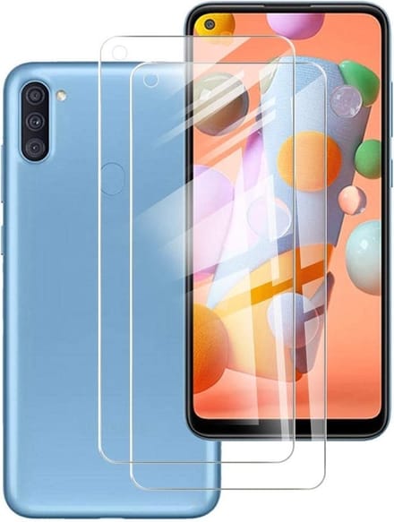 2x Screenprotector Tempered Glass Glazen Gehard Screen Protector 2.5D 9H (0.3mm) - Glasplaatje Geschikt voor: Samsung Galaxy A11