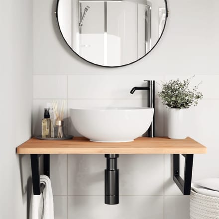 vidaXL - Badkamer - wandschap - staal - en - massief - beukenhout