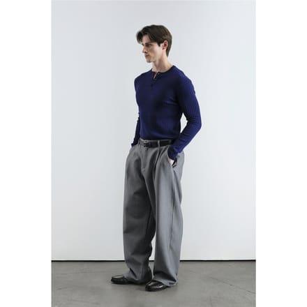 Slim Fit Knopkraag Lange Mouwen T-Shirt