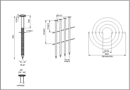 Coilspijkers - Ringnagels - Houtverbinding - Roestvrij staal - 21 x 32 mm