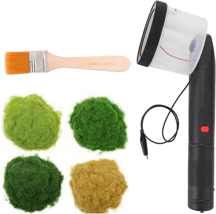 Floculator voor Static Grass met 4 Kleuren Graspoeders - Mini Electrostatica Applicator voor Natuurlijke Landschappen en Modelbouw