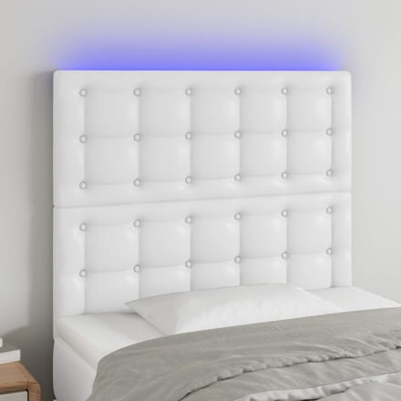 vidaXL - Hoofdbord - LED - 90x5x118/128 - cm - kunstleer - wit