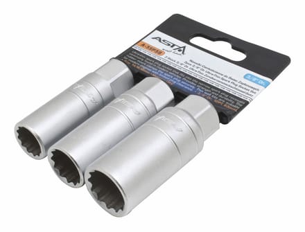 Bougie Dopsleutel set - Bougiedop maten 14mm - 16mm - 18mm - 12 kant - 3/8 - 3 delige doppen set
