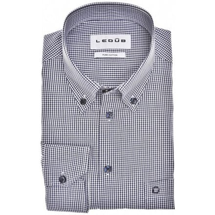 Ledûb Overhemd Button Down Allover Mini Check Navy / male
